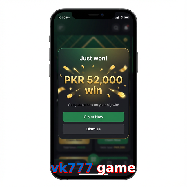 Main screen of Vk777 Game win page for PK players